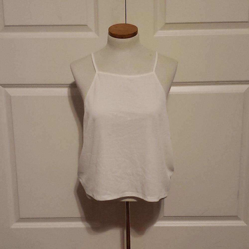 BP Ribbed Tie Back Crop Tank Top‎ Off-White Size 3x NWOT